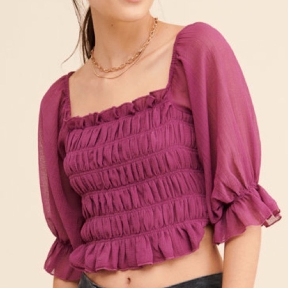 Urban outfitters sierra purple smocked top size S